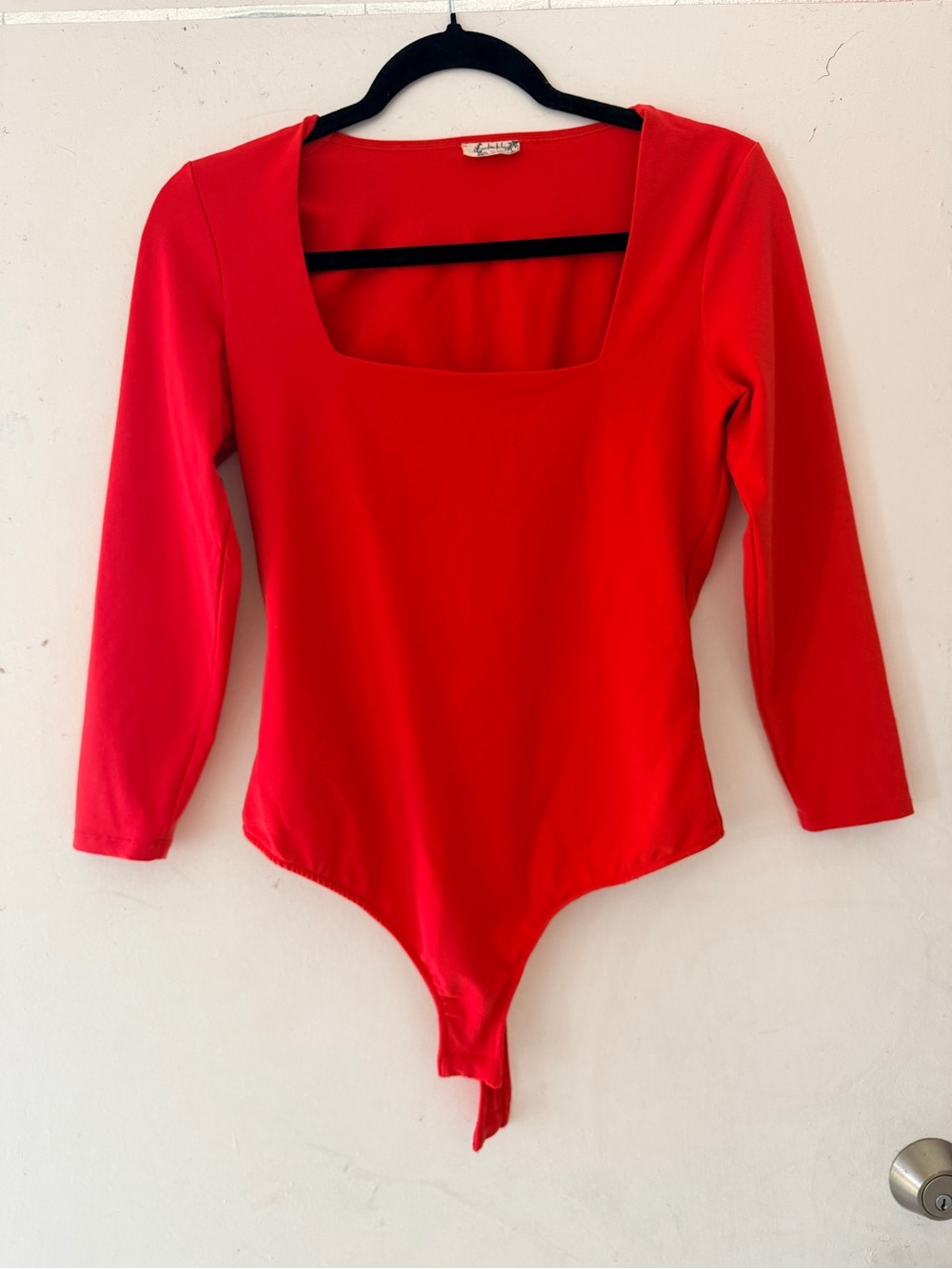 Free people Red Square Neck Long Sleeve Bodysuit